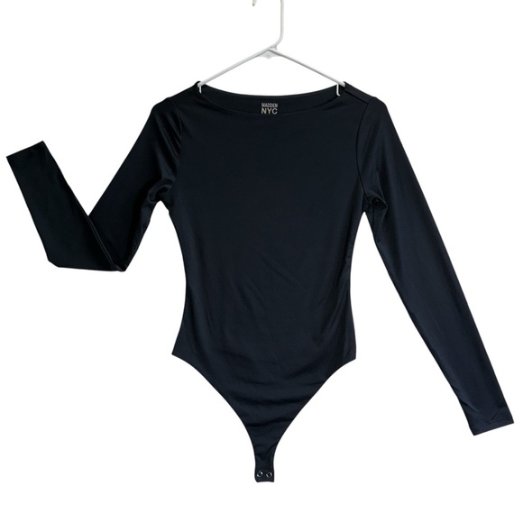 Madden NYC Black Long Sleeve Bodysuit with Rounded Neckline Size XS - Picture 1 of 9